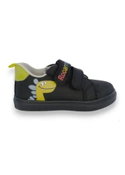 First Step Dinosaur Printed Black Velcro Boy's Casual Sneaker Sports Shoes-S-1006