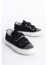 Pabrik حذاء بناتي أسود لتقويم العظام - الموسم الجديد مرصع بالأحجار والفيلكرو، حذاء يومي مضيء 21-30