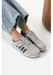 BOUIS Unisex Kids Sneaker - Ice Navy Blue, Lace-Up, Single Velcro, Flexible Lightweight Faux Leather Sports Shoes