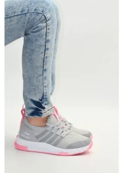 KunduraHane Gray Pink Color Ultra Light Flexible Comfortable Children's Walking and Sports Shoes, Daily Shoes