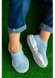 First Step حذاء رياضي تريكو للأطفال بنعل ميموري فوم خفيف للغاية أزرق-m-1002
