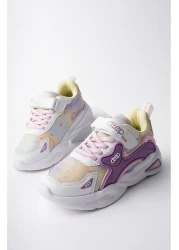 McDark Rubber Laced White Purple Orthopedic Non-Yellowing Sole and Velcro Unisex Children's Shoes