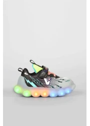 Vicco أحذية رياضية سوداء للطفل الصغير مع أضواء فلاش