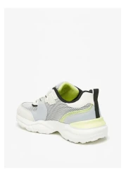 LBL by Shoexpress Boys' Textured Sneakers with Hook and Loop Closure