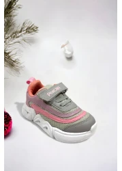 Ponchiq حذاء رياضي للأطفال للجنسين مزود بشريط مزدوج من رغوة الذاكرة