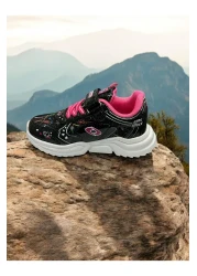 iskarpino حذاء بناتي كاجوال بتفاصيل شبكية ونعل مريح وخفيف الوزن باللونين الأسود والوردي