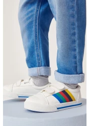 Next Baby حذاء للأولاد باللون الأبيض بألوان قوس قزح وشريط ملمس سريع ونعل لتقويم العظام