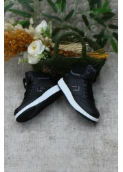 fort حذاء Adel للأطفال ذو الرقبة العالية باللون الأسود - نعل غير قابل للانزلاق ومريح