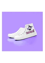 bhk desing حذاء رياضي من القماش الكتاني مطبوع عليه KURO باللون الوردي للفتيات