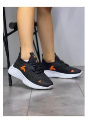 homiro حذاء رياضي للأطفال برباط للجنسين-أسود-برتقالي