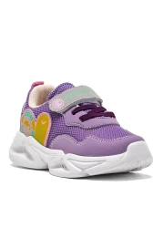 Tonny Black حذاء فيلكرو أسود مضاء للأطفال من الجنسين باللون الأرجواني السلمون توني