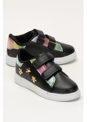 Liger Girl's Sports Shoes with Velcro Accessories Black