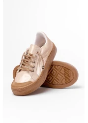 p papuccum ortopedi çocuk ayakkabıları Girl's Copper Lacing Stone Sports Shoes