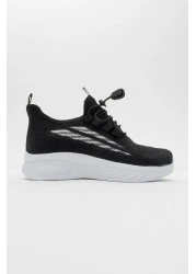 CCWAY AYAKKABI Knitwear Children's Sports Shoes 26-30 Black White