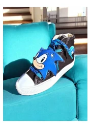 LİASSHOES Black Linen Sonico Lacing Detail Side Light Children's Sneakers Sneakers