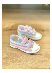 NS Little Girl's Rainbow Sneaker Sports Shoes, 31-35 Lightless(WIDE MOLD)