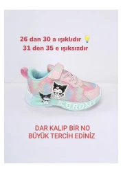 pediashoes Kuromi Lighted Girls' Sports Shoes Light and Flexible, No Break between 26-30