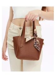 torime Women's Soft Leather Hand and Shoulder Bag with Scarf