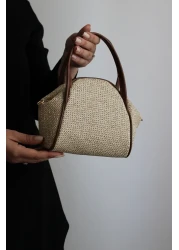 Mimoza Women's Straw Textured Shoulder and Hand Bag, Summer, Daily Use, Gift