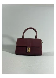 RumyaCollection Women's Mini Cross Strap Buckle Closure Hand and Shoulder Bag Burgundy