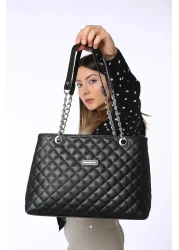 MAC&MOS حقيبة يد وكتف بسلسلة سوداء للنساء