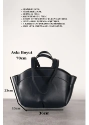 Çantacımstore Black Leather Women's Tote Bag - 2109 Model