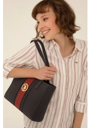 U.S. Polo Assn. Us8029 Model Women's Shoulder Bag - Navy Blue and Claret Red