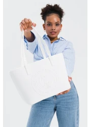 U.S. Polo Assn. حقيبة كتف نسائية باللون الأبيض والأبيض Us24732