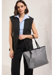  Shoes Dark Anthracite Puppy Geometric Pattern Women Maxi Tote Shoulder Handbag Takss25Oc00061