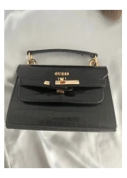 ÇANTA Gold Detail Patent Leather Textured Stylish Women's Bag