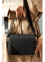 Just Polo Women's Embossed Just & Polo Patterned Zipper Closure Shoulder and Hand Bag