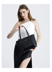 Evident Black Patent Leather Detailed Medium Size Bucket Model Women's Shoulder Bag