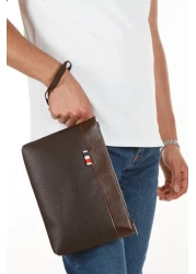 CERFF LEATHER CLUP Vegan Leather Clutch Bag brown Wrist Strap Bag portfolio