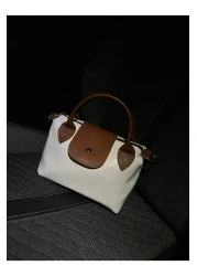 Home White Faux Leather Women's Bag - Handle, Medium Size, Hand and Shoulder Carrying