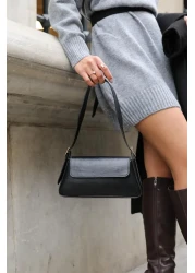 Madamra Black Women's Simple Design Covered Shoulder Bag