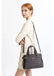 Armine 172 حقيبة يد نسائية مطبوعة، حقيبة كتف بنية مطبوعة