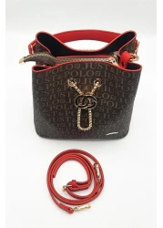 Just Polo حقيبة يد وكتف نسائية Jpm2065 بني أحمر