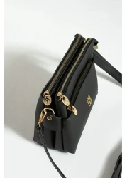 MAC&MOS Women's Black 3-Compartment Shoulder Bag