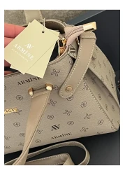 Armine ARM.172.VZ Armine Special Color Conbin Leather Handbag Designed as a Hand and Arm Bag