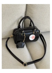 BAGLOVİS Small Black Women's Shoulder Bag with Tiny Leather Charm Detail