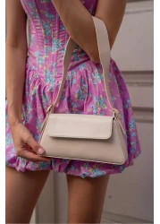 Madamra Cream Women's Simple Design Covered Shoulder Bag