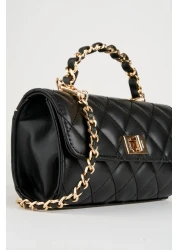 Vivaq حقيبة يد نسائية سوداء مبطنة صغيرة الحجم مزودة بحزام إغلاق بالإطباق وحقيبة كتف