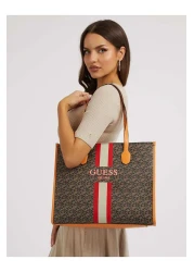 Guess Women's Brand Logo Leather Zipper Closure Compartment Orange Shoulder Bag SC8665230-BKG