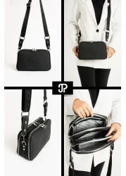 Just Polo حقيبة كتف نسائية أصلية للموسم الجديد مكونة من 5 أقسام من الجلد الناعم الفاخر وحزام كتف متقاطع قابل للتعديل