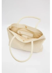 BE BLUE Ecru Braided Tote Bag