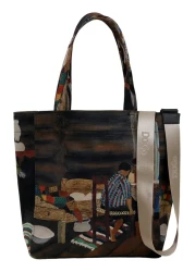 Dogo Women's Vegan Multi-Colored Large Tote Bag - Family Time Design