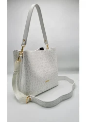 Just Polo Women's White 5-Compartment Two-Strap Shoulder Bag and Wallet Combination