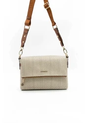 Silver Polo Taba Sp963 - Women's Crossbody Bag Beige and Silver Detailed