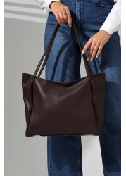 Bagzone Big Size Soft Leather and Linen Bag Model