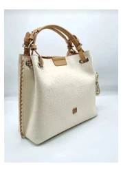 Just Polo Women's Cream Braided 5 Compartment Shoulder Bag